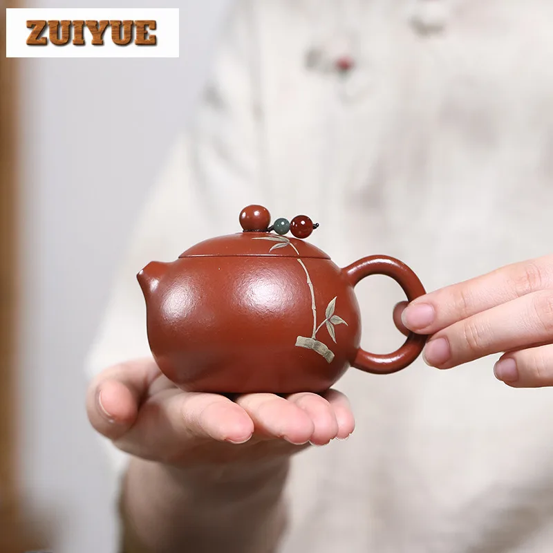 

120 мл подлинные фиолетовые глиняные чайники Исин ручной работы Xishi Pot Сырая руда Чжу грязевой чайник для замачивания с ситечком Чайный набор Zisha в подарок