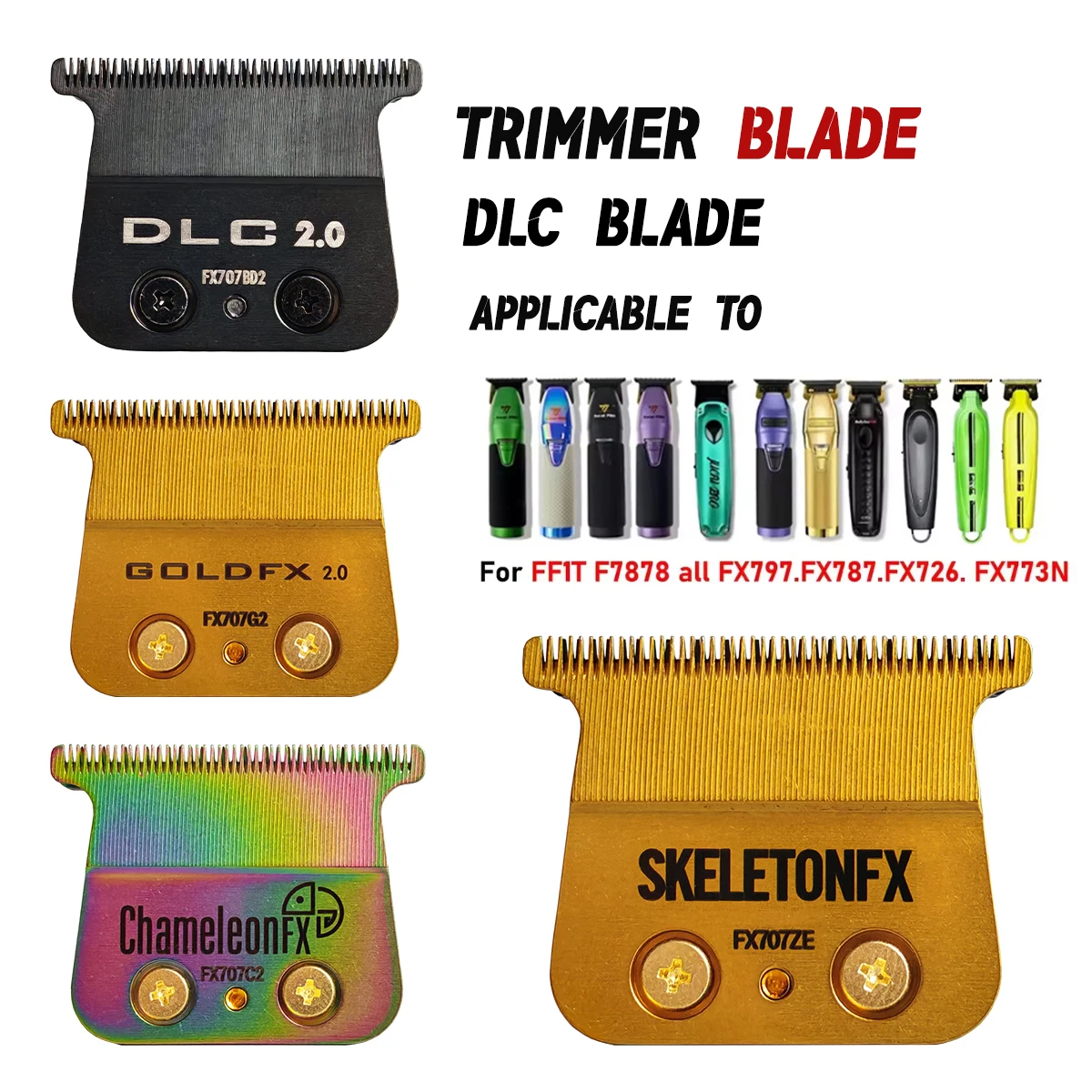 لقمة قاطعة قابلة للاستبدال ملونة DLC2.0 FX707Z FX 2.0 Rplacement شفرة التيتانيوم المتوافقة مع قادين الشعر BaBy PRO FX787 وFX726 #1