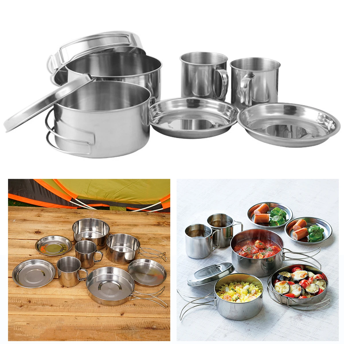 

Portable Multifunctional Pot Set Camping Cookware Cooking Utensils Combination Travel