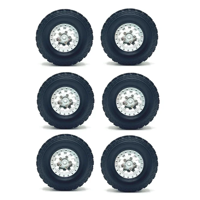 6pcs Metal Beadlock Wheel Hub Rim Rubbr Tire for WPL B16 B36 JJRC Q60 Q63 Q64 Fayee FY004 MN-77 6WD 6X6 RC Car Upgrade Parts