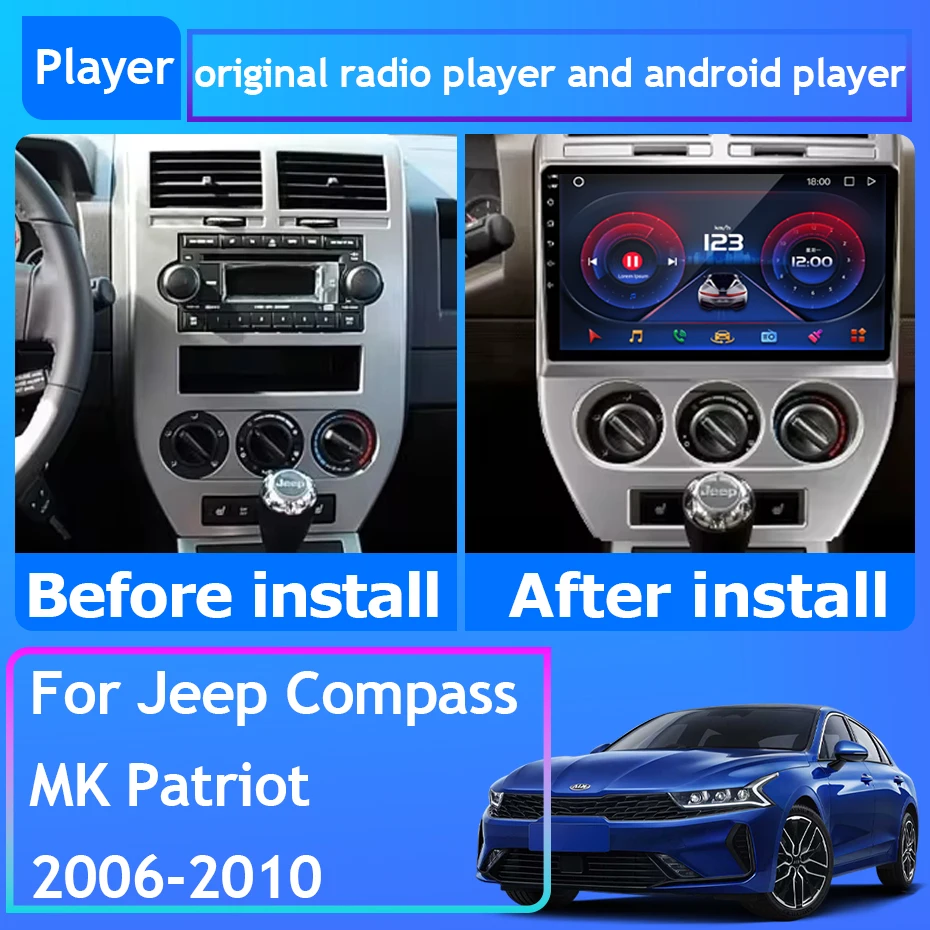 Car Radio Carplay For Jeep Compass MK Patriot 2006-2010 Navigation GPS Android Auto Multimedia Player Stereo No 2din Cam 4G Wifi