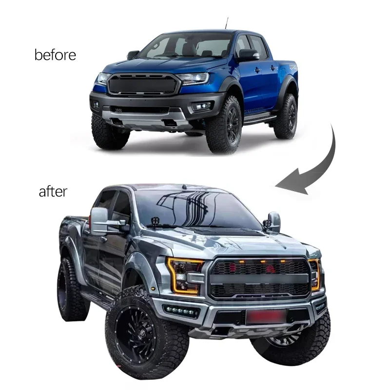 Car Bumper Facelift Body Kits For Ranger T6 T7 T8 2013 2014 2015 2015 2017 2018 2019 Bodykit Upgrade To F150 Raptor 2021