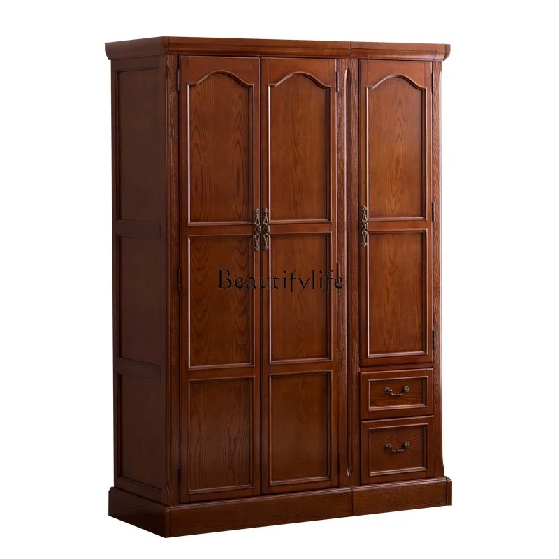 

yj19 American Style Solid Wood Wardrobe Household Bedroom Single Door Double Door Hanging Wardrobe
