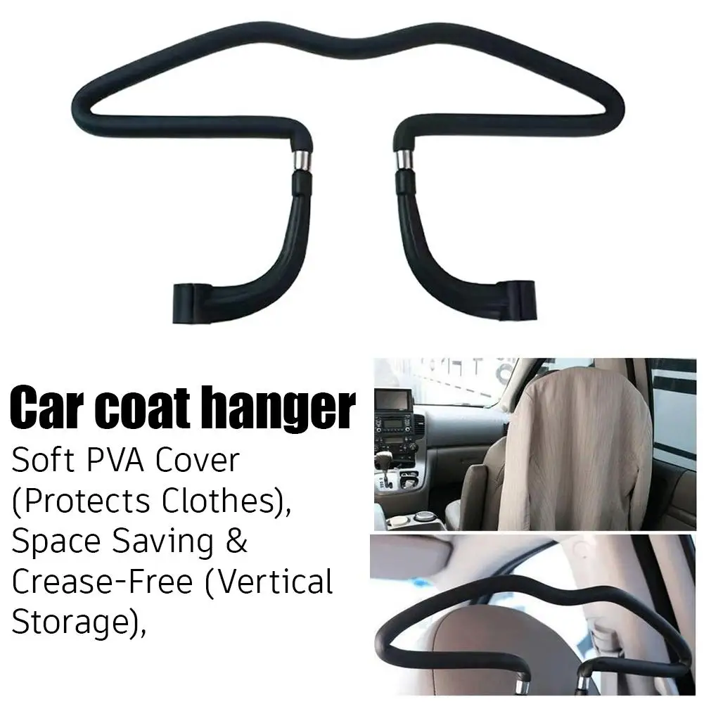Car Coat Hanger For Car Headrest Steel PVA Cover Clothes Hanger Anti‑Crease Vehicle Back Seat Hanger For Suit Shirt Uniform