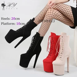 Fast Shipping Faux Suede Stripper Platform Shoes EU35-44 Larger Size Sexy Extreme Heels Exotic Pole Dancing Ankle Boots