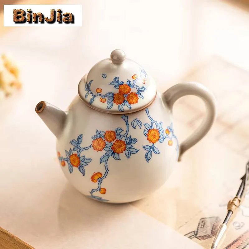 Tetera de rama azul con flor de albaricoque de 110Ml, horno Ru de gama alta, mesa de elaboración en seco, bandeja de té, hervidor de cerveza, juego de té de Kung Fu