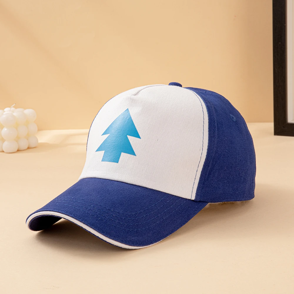 Anime Gravity Falls Dipper Pines Blue Pine Tree Print Trucker-Mütze für Herren und Damen, Cartoon-Cosplay, verstellbare Baseballkappe für den Außenbereich – Detail 2