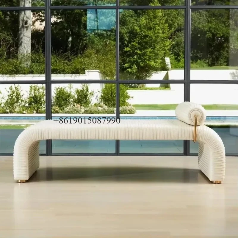 

Y13 Light luxury special-shaped bed tail pedal, modern dressing, Italian simple entry, couch fabric, dressing stool
