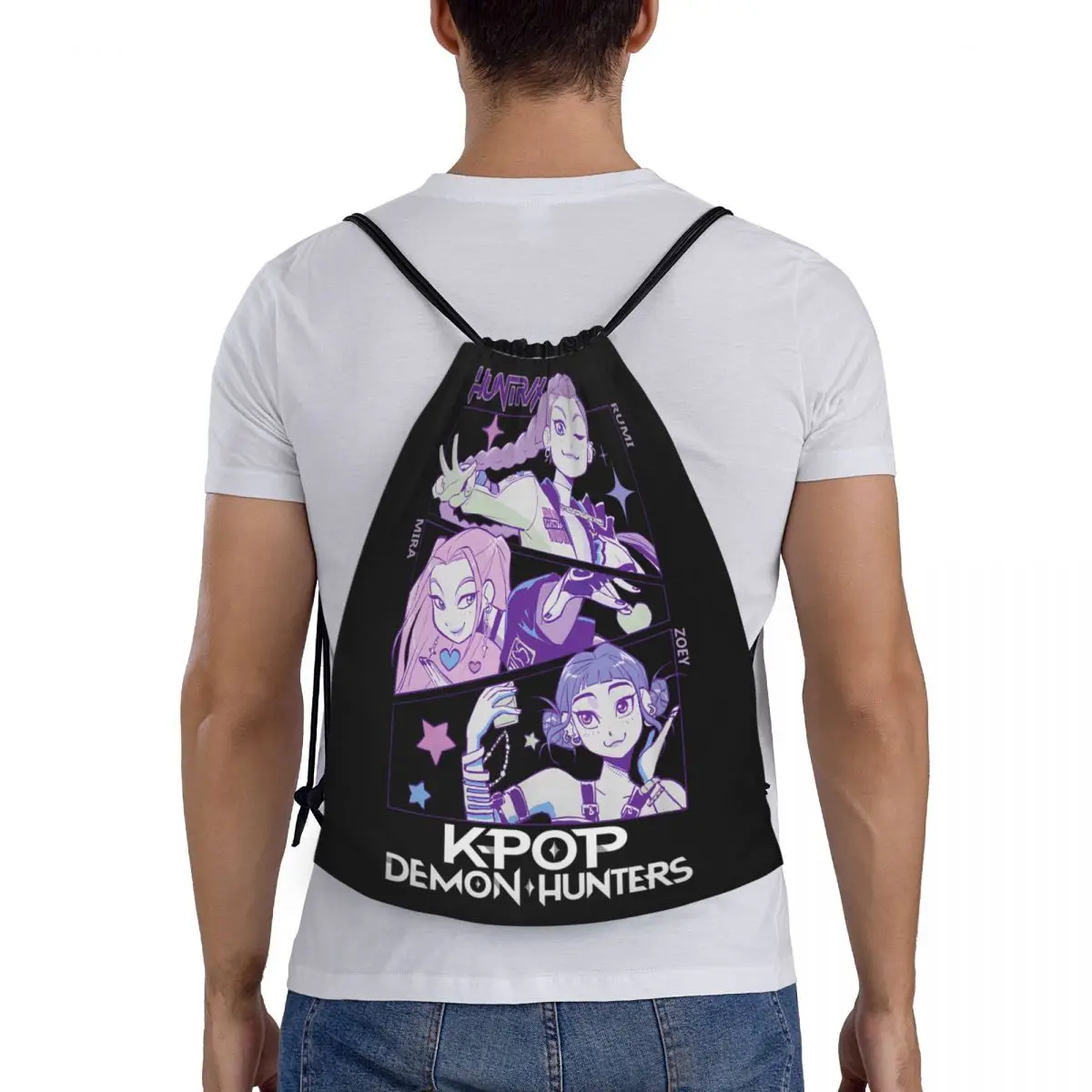KPop Demon Hunters Huntrix Trekkoord Rugzak Gym Sport Sackpack String Bag voor fietsen