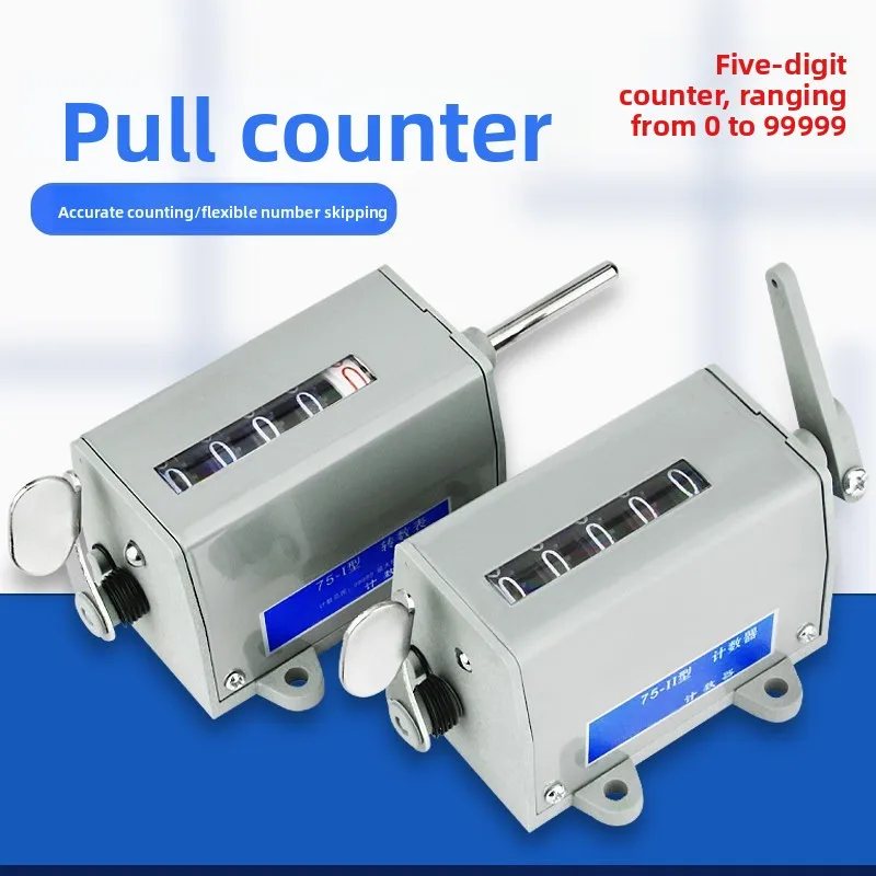 5digits Counter 75-I 75-II Mechanical Rotating Speed Meter Totalizing Pull Counter  Resettable digital punch counter