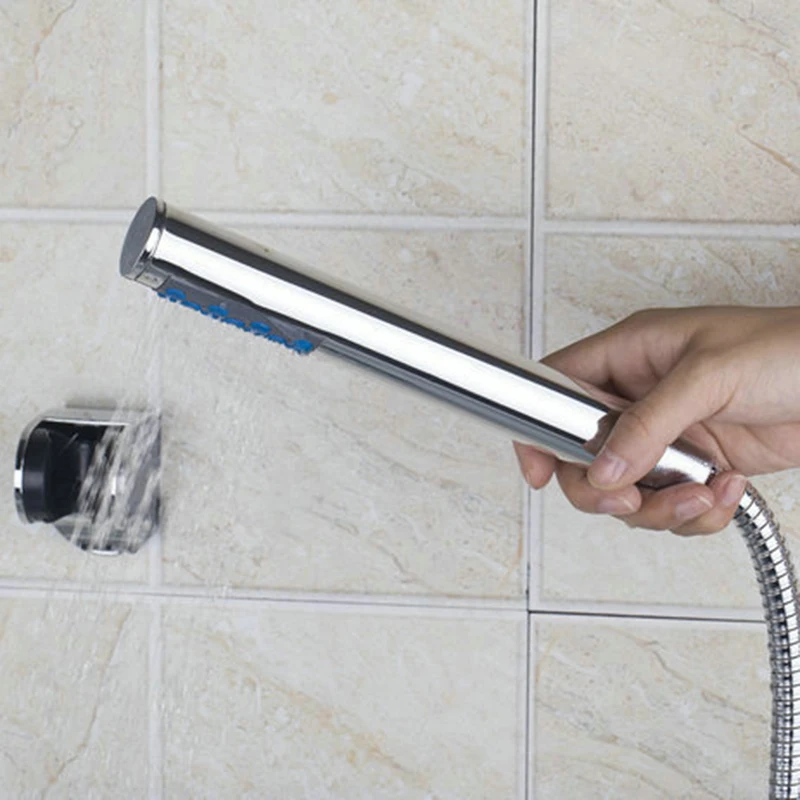 KEMAIDI Bathroom Tub Faucet Diamond Handle Glass Waterfall Spout Mixe Tap with Hand Shower Wall Mount Bath Faucets Bathtub Tap