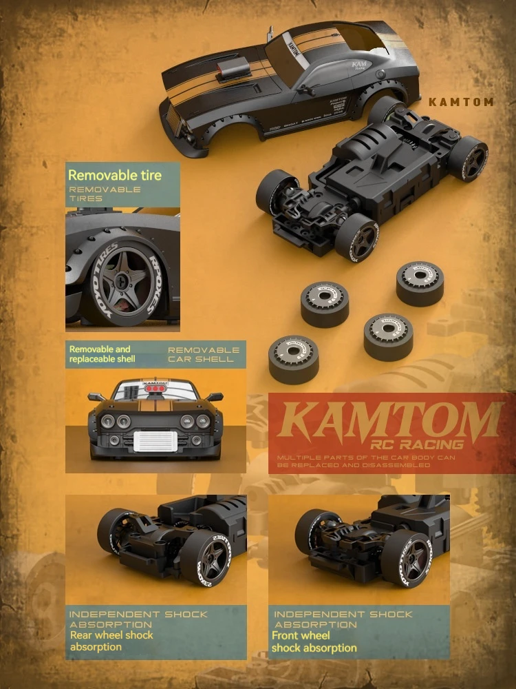 Kamtom-Voiture de course télécommandée à quatre roues motrices pour adultes, jouet de charge à grande vitesse, voiture RC professionnelle pour garçon