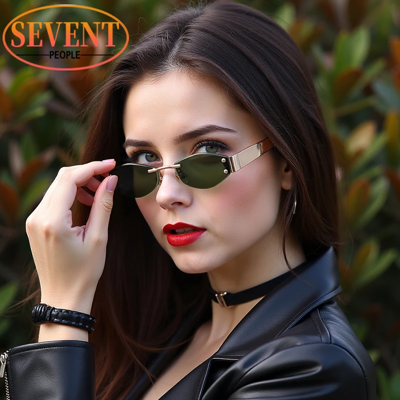 

Vintage Rimless Polygon Sunglasses Women 2025 Luxury Brand Stylish Metal Small Frame Shades UV400 Fashionable Eyewear For Ladies