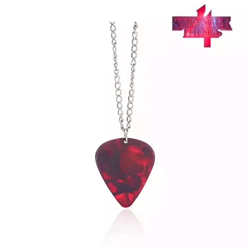 Eddie Munson Necklace Strange Horror Things Guitar Pick Pendant Necklace Heart Ruby Pendant Costume Cospaly Jewelry Gift New