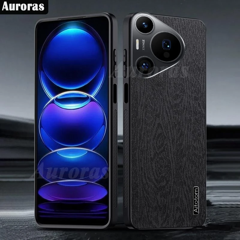 Auroras For Huawei Pura 70 Pro Plus Cover Business Tree Grain Pattern Leather Matte Shell For Huawei Pura 70 Ultra Phone Case