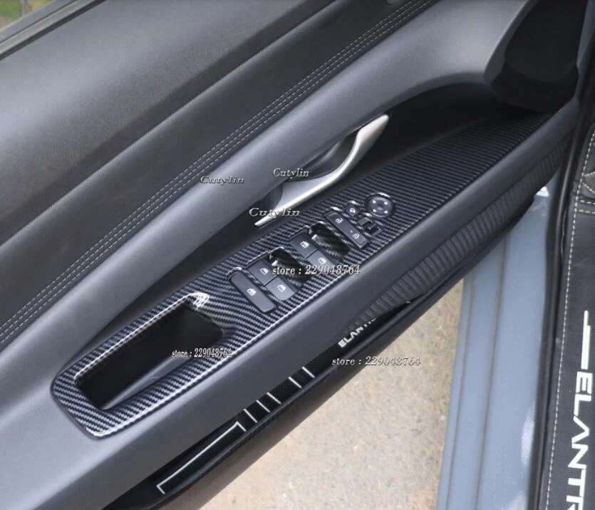 For Hyundai Elantra CN7 2021 2022  Interior Door Window Glass Switch Buttons Frame Covers Stickers Trim Accessories Moulding LHD
