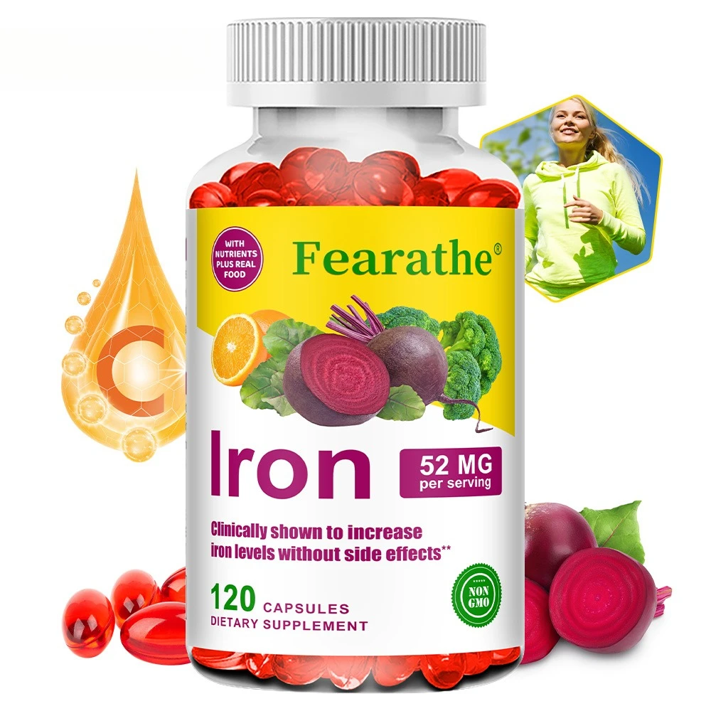 

Iron Bisglycinate with Vitamins C, B12 & Folic Acid, Supports Blood Health, Energy Level & Immunity, Supplement for Women & Men