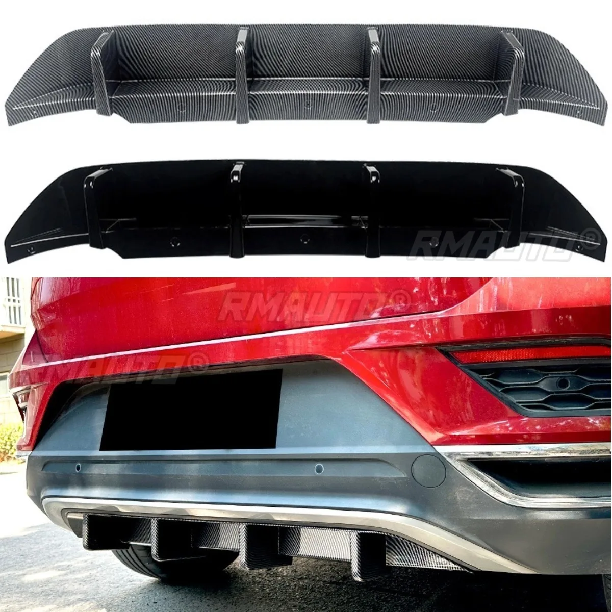

Car Rear Bumper Lip Splitter Diffuser Spoiler Body Kit For Volkswagen T-Roc Standard Edition 2018-2022 Exterior Accessories