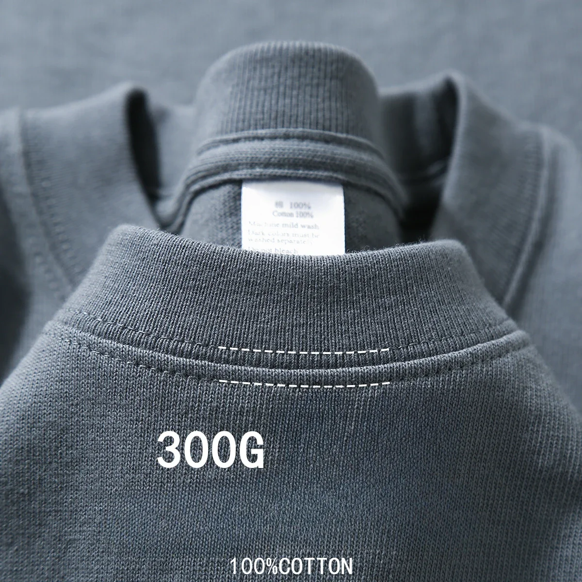 Beige 300g Heavyweight Cotton Short Sleeved T-shirt Summer Round Neck Loose and Base Shirt for Men Women Basic Tee image 2