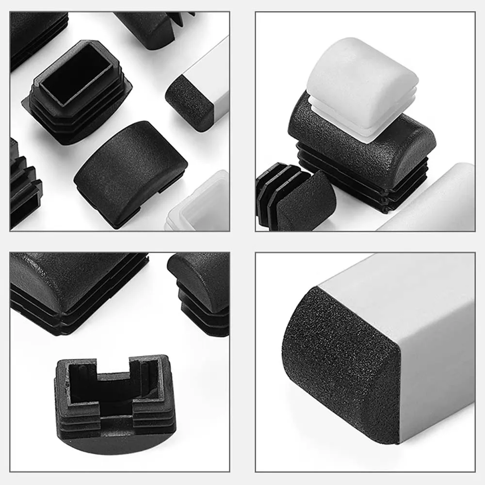 2-100Pcs Square Arched Plastic Blanking End Caps Tube Pipe Inserts Plug Chair Furniture Non-Slip Protection Gasket Covers Caps