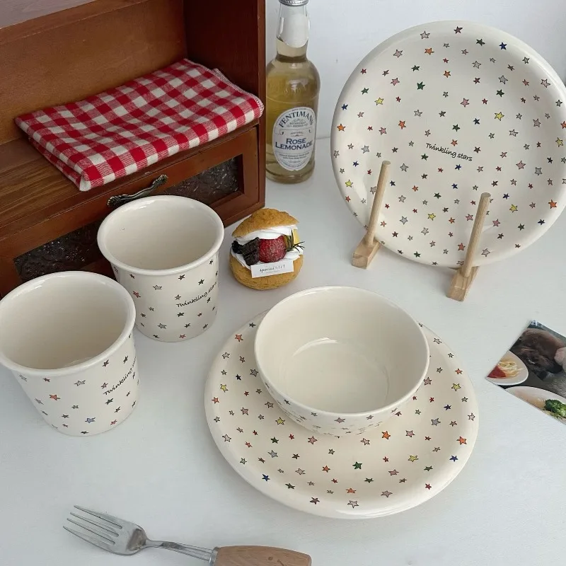 

Fresh Creative Design Star Series Set of Tableware High Beauty Breakfast Plates Ceramic Bowls Coffee Juice Cups Bowls Plate Set