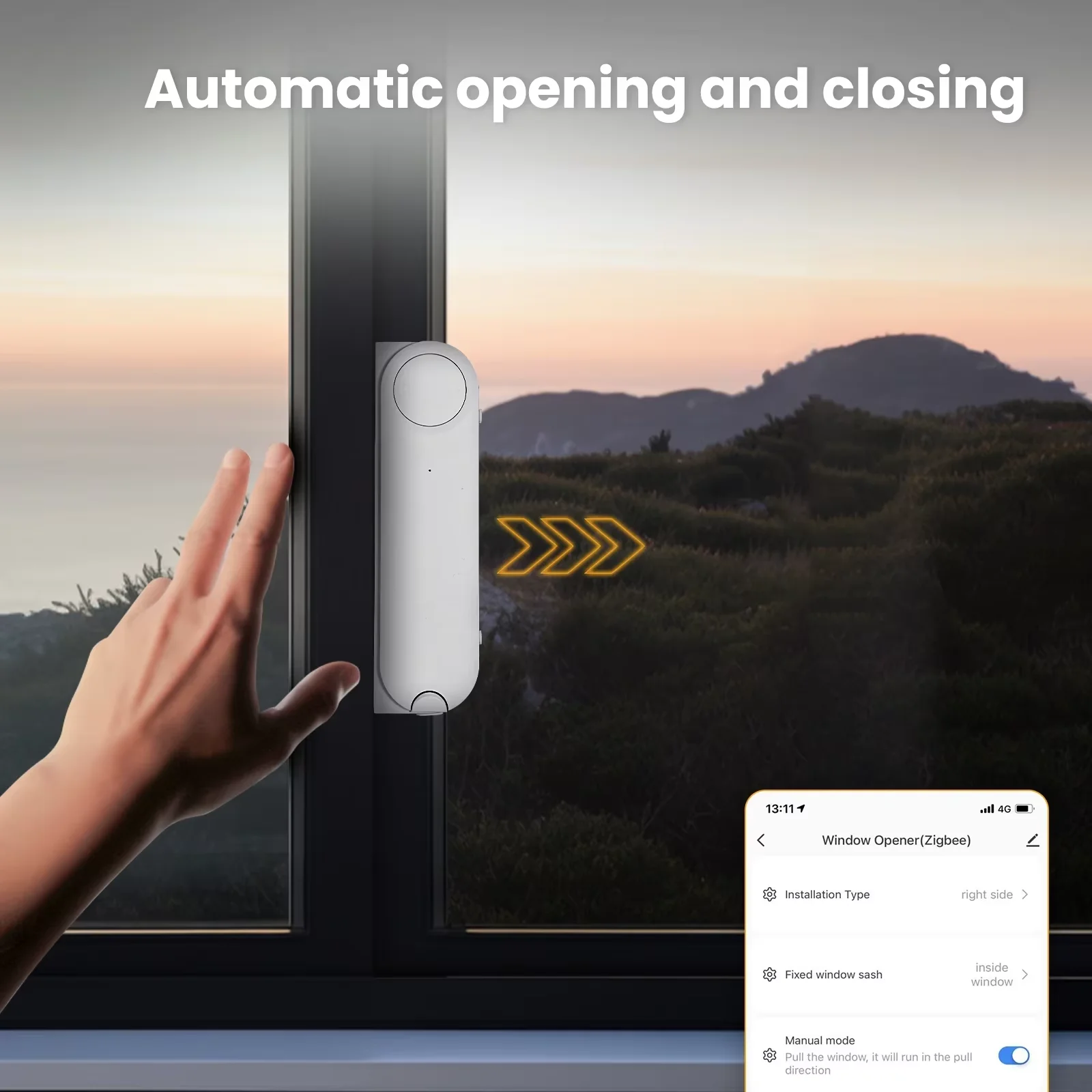 Moes Tuya Smart Sliding Window Pusher Zigbee 3.0 Solar Charge No Wiring Auto Open Close APP Voice Control By Alexa Google