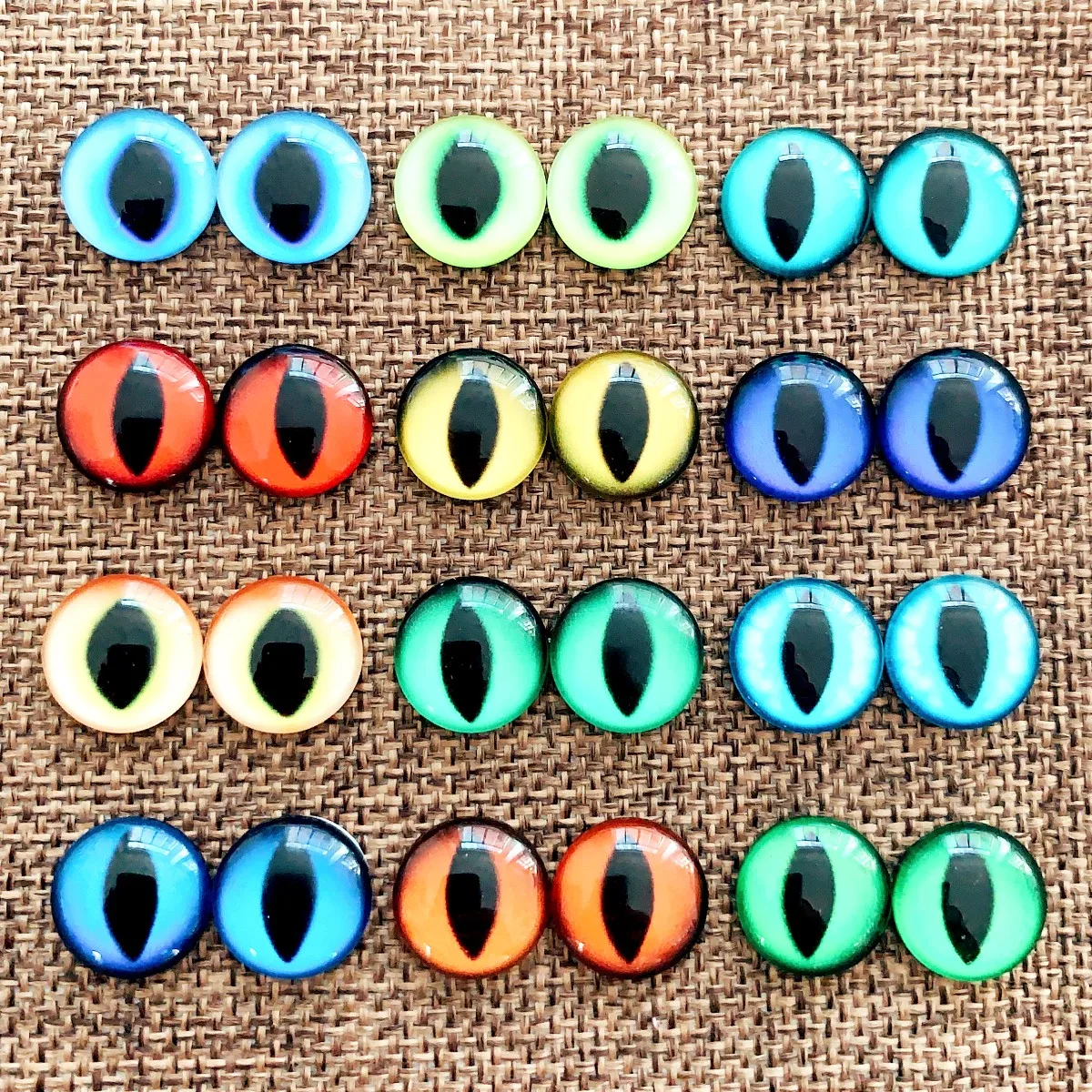Onebeading From 6mm to 25mm Random Mixed Toys Dolls Eyes Round Glass Cabochons Flatback Photo DIY Accessories Base Tray Paired