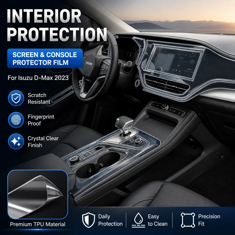 For Isuzu DMax 2023 Navigation Screen Protector, Interior Center Console Gear Shift Paint Protection Film Modification Trim