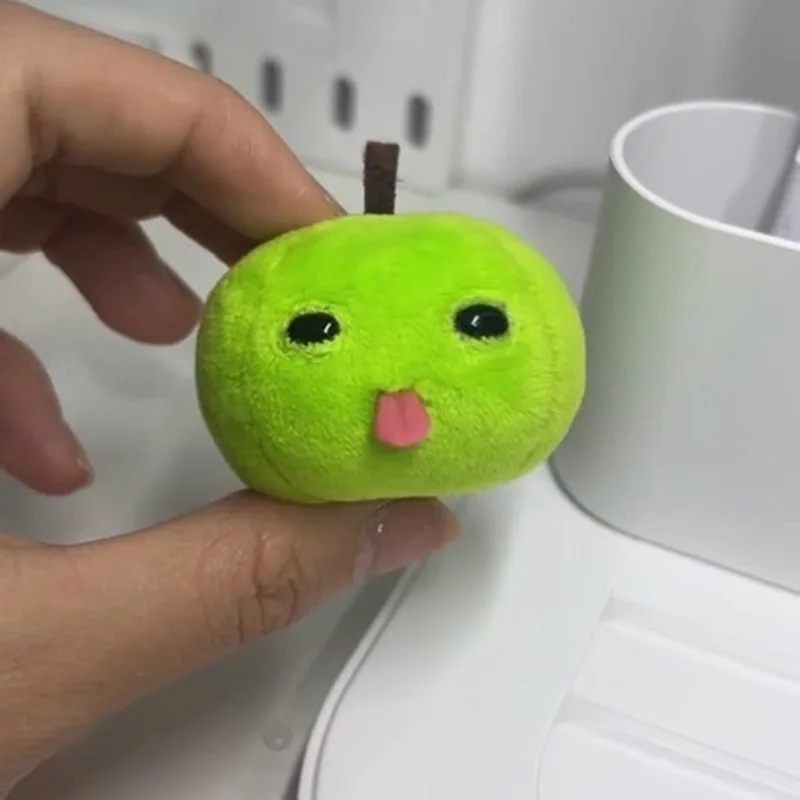 Abstract Tongue Out Apple Funny Plush Doll Keychain Backpack Pendant Creative Fruit Home Decoration Craft Gift For Friend Couple