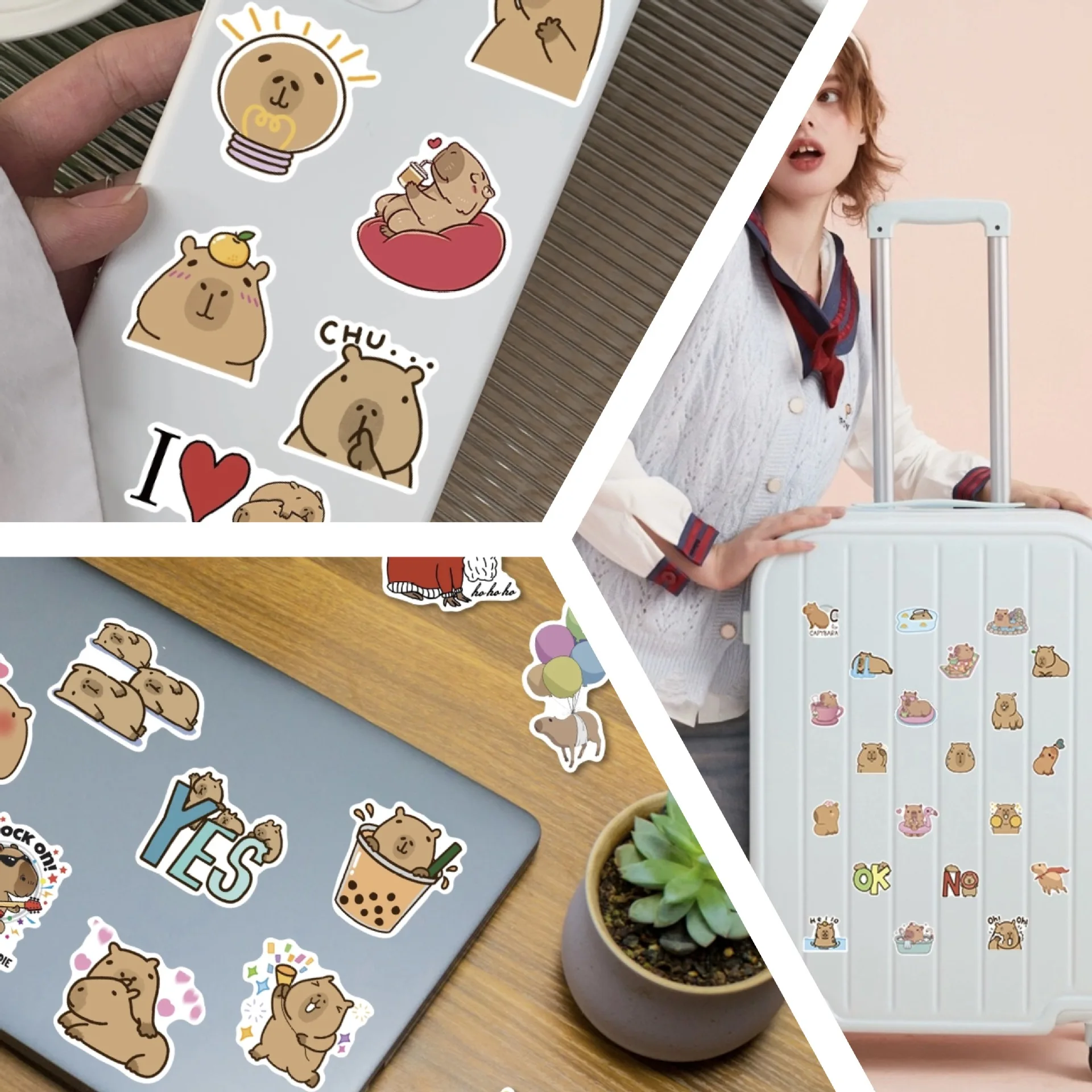 10/30/50PCS Cute Capibara Sticker Capybara Cartoon Cute Stationery iPad Computer Luggage Helmet Guitar Wall Sticker Decoration