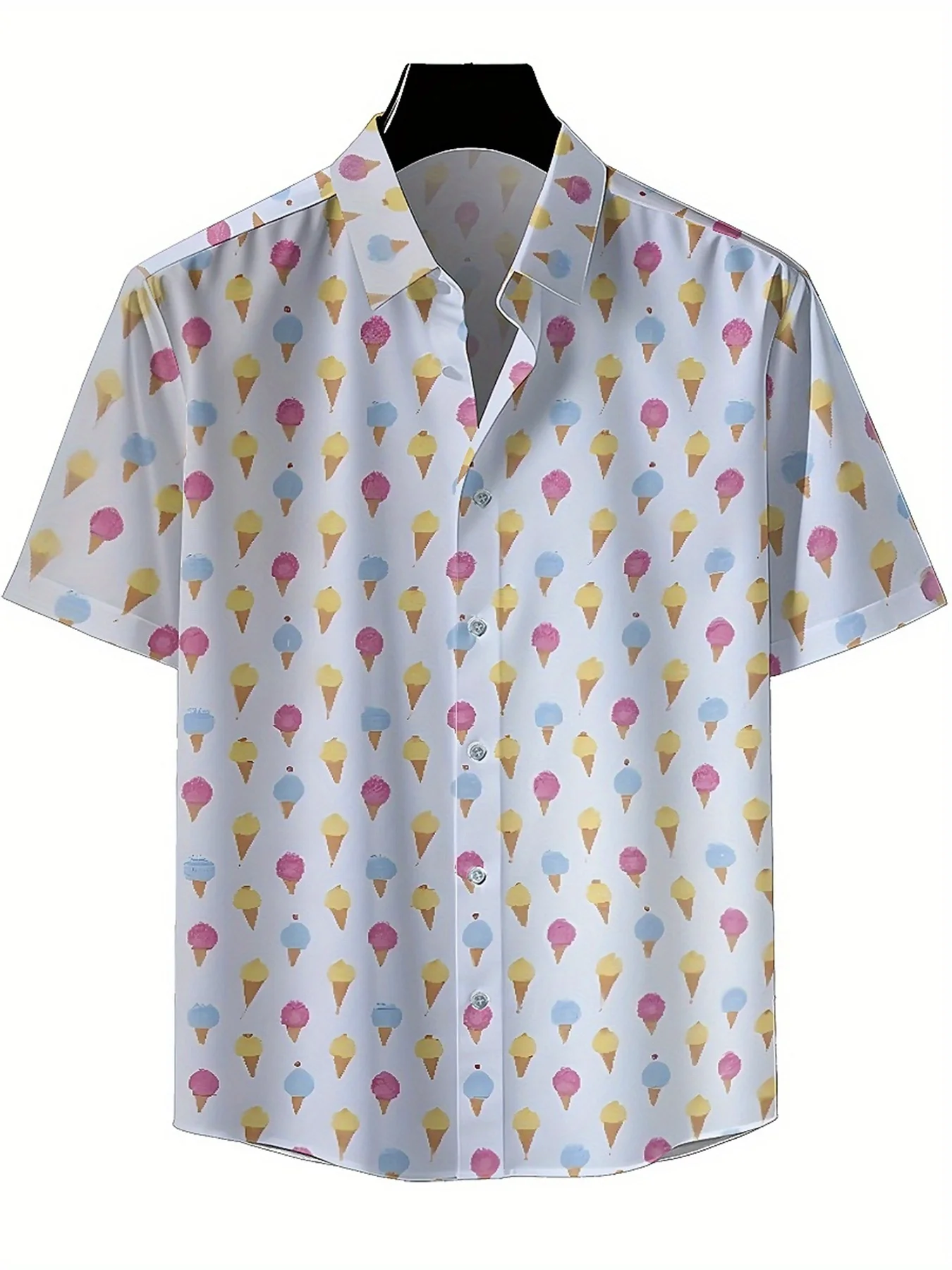 Мужские гавайские рубашки больших размеров с красочным рисунком мороженого, летние повседневные топы, подходят для улицы и вечеринок, уличная одежда
