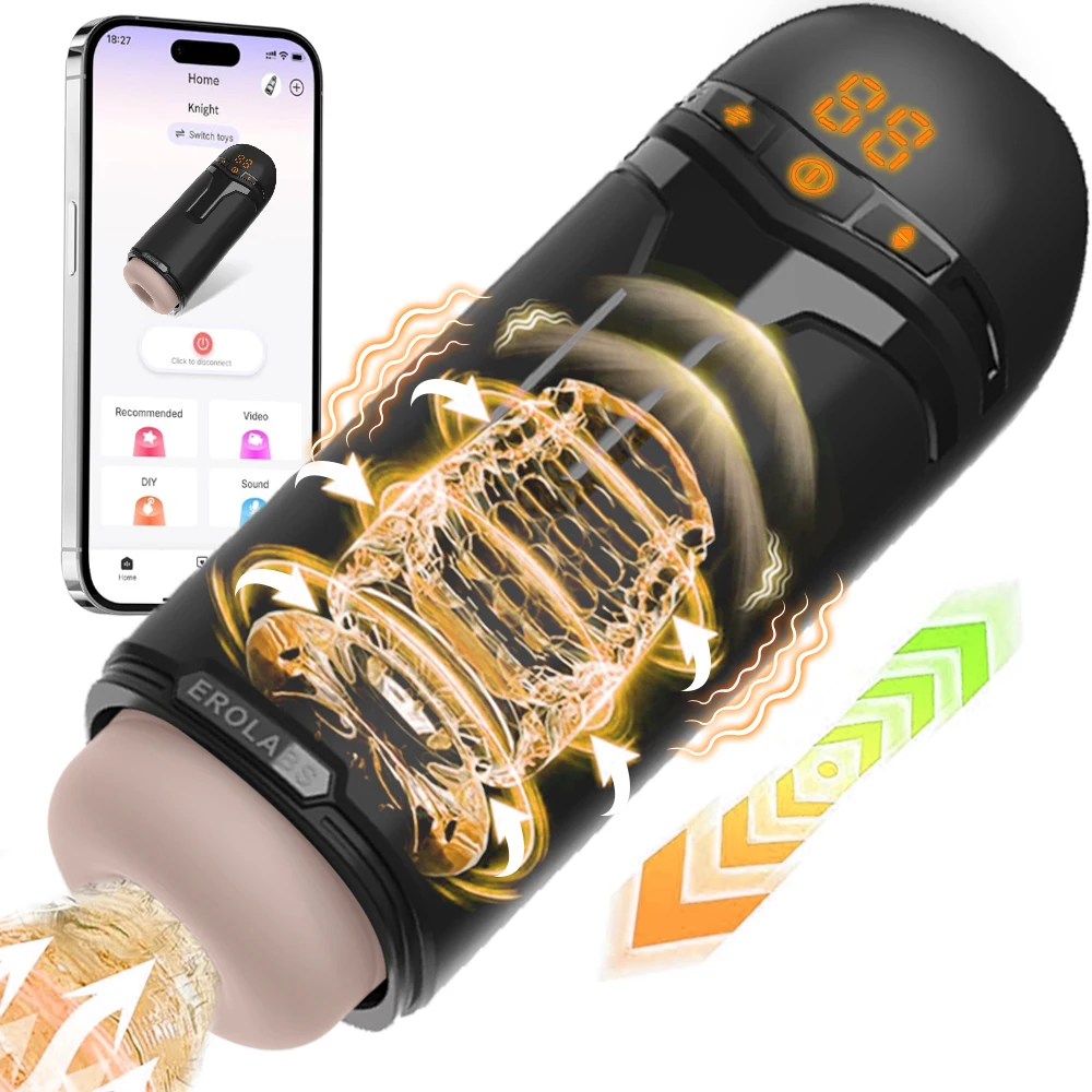 تلسكوبي اللسان الاستمناء APP التحكم مص المهبل جيب آلات الجنس الذكور جهاز استمناء الجنس لعب الكبار للرجال