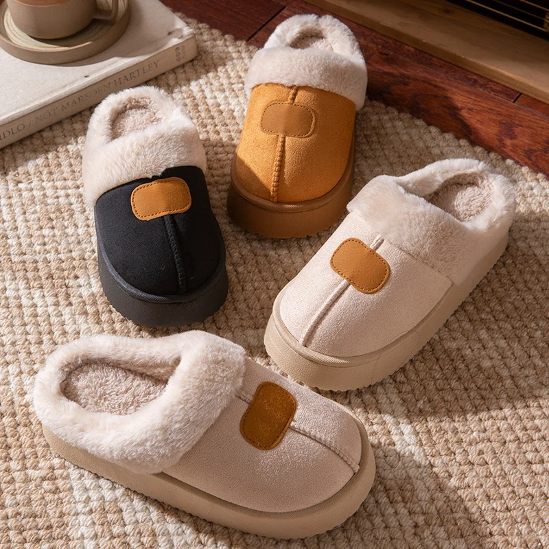 

Повседневные пушистые женские тапочки, домашние зимние роскошные дизайнерские женские туфли, трендовые плюшевые домашние шлепанцы на платформе из нечеткого меха, элегантные мягкие