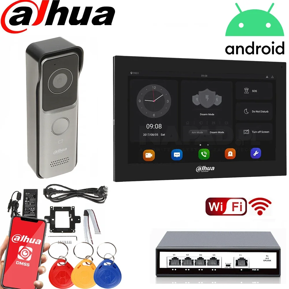 Mehrsprachiges Dahua VTO2311R-WP POE WiFi Video-Gegensprechanlage-Kamera-Kit IP Villa Türstation Außensteuerung mit Monitor