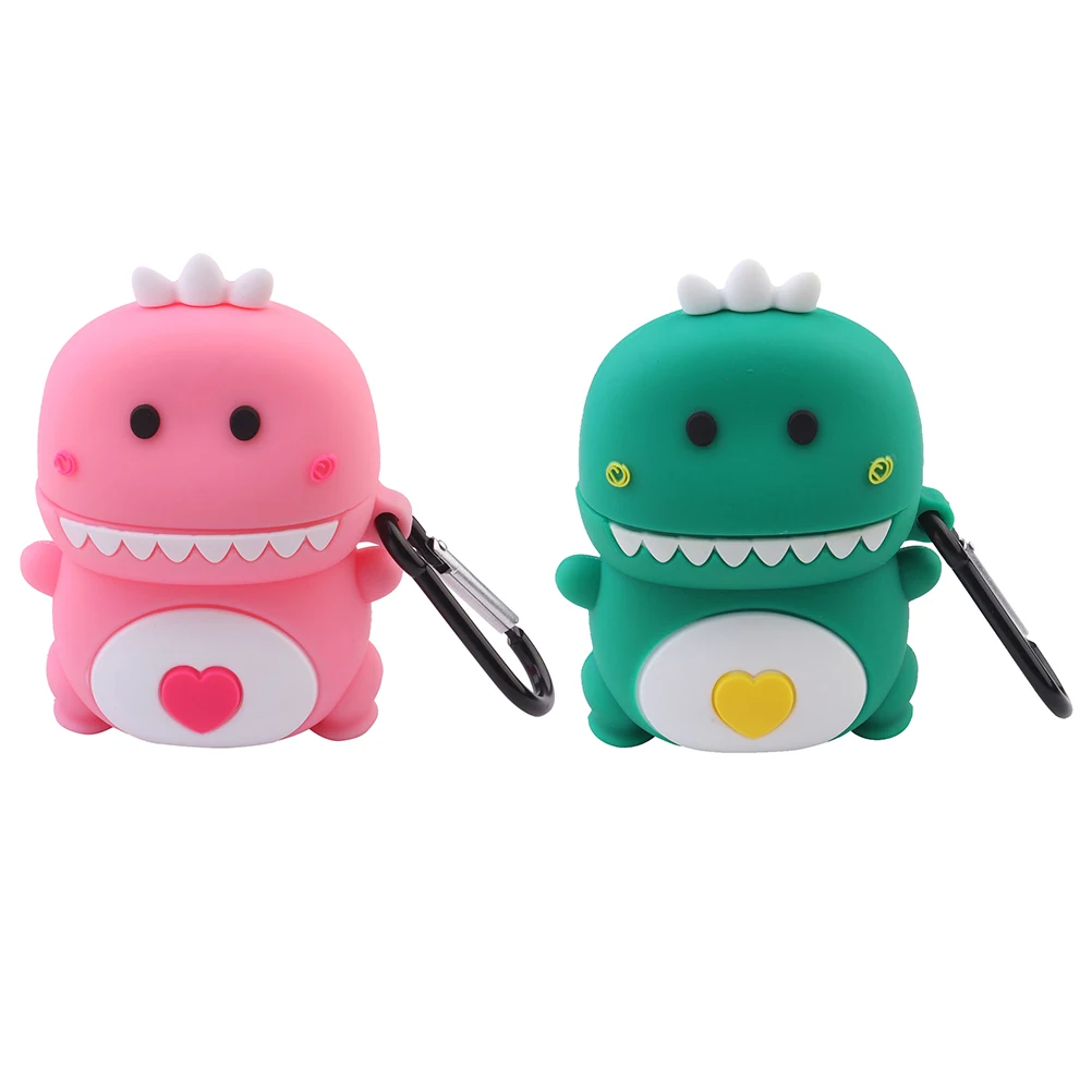 

2Pcs Earphone Protective Case Adorable Dinosaur Silicone Compatible 2 Portable Hanging Cover Container