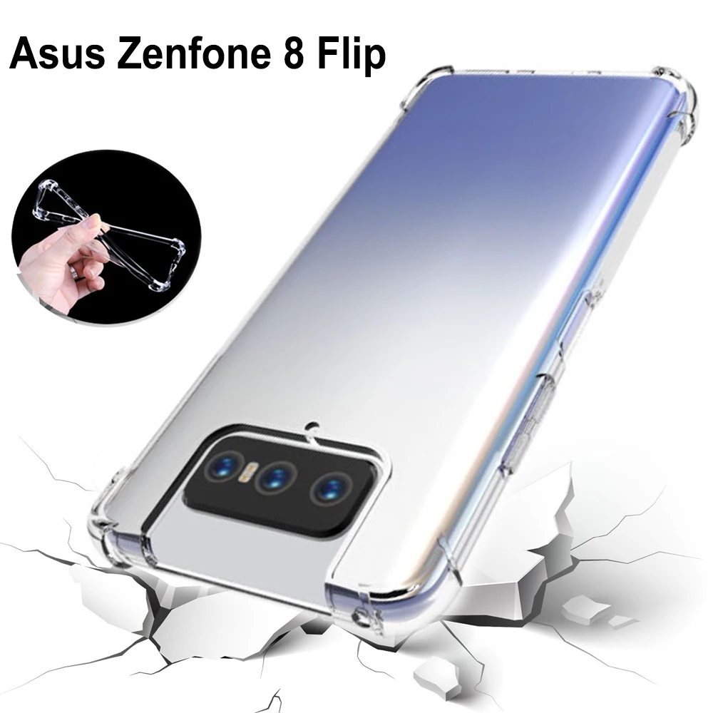Capa para Asus Zenfone 8 Flip ZS672KS com Almofada de Ar, à Prova de Choque, Silicone TPU, Capa Macia para Asus Zenfone 8 Flip 5G