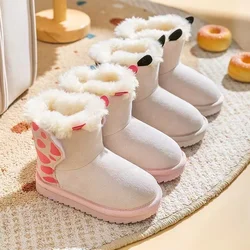 Stivali da neve per bambini scarpe invernali ragazzi bambini 2024 nuovi stivali in pelle scamosciata antiscivolo per bambini imbottiti in cotone stivaletti per ragazze 2-7 anni