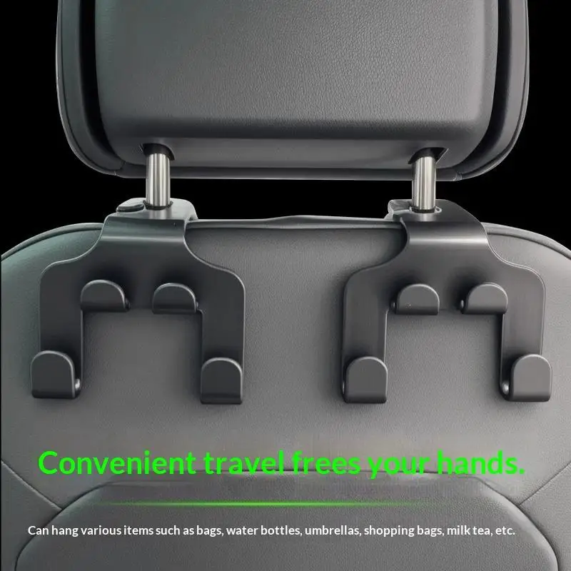 【CR】Car Seat Back Headrest Hook 4Pcs Multifunctional Hanger with Phone Holder Easy Install for Grocery Purse Drink Car Supplies