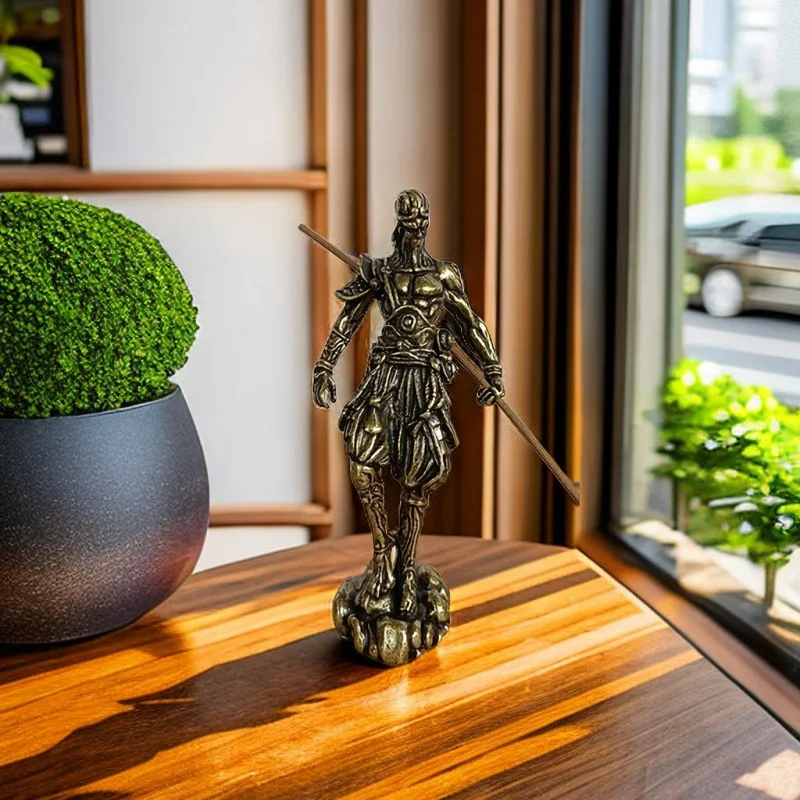 Pure Brass Hell Fire Sun Wukong Desktop Decoration Triumph over the Buddha Bronze Statue Crafts Decoration Qi Tian Da Sheng Hand