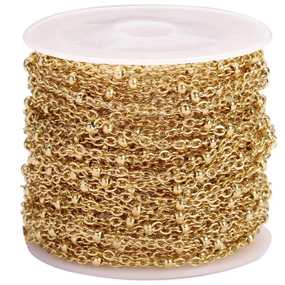 Chaînes en acier inoxydable couleur or, 2 mètres, Tube perlé, trombone, pour la fabrication de bijoux, bricolage, Bracelet, collier, vente en gros