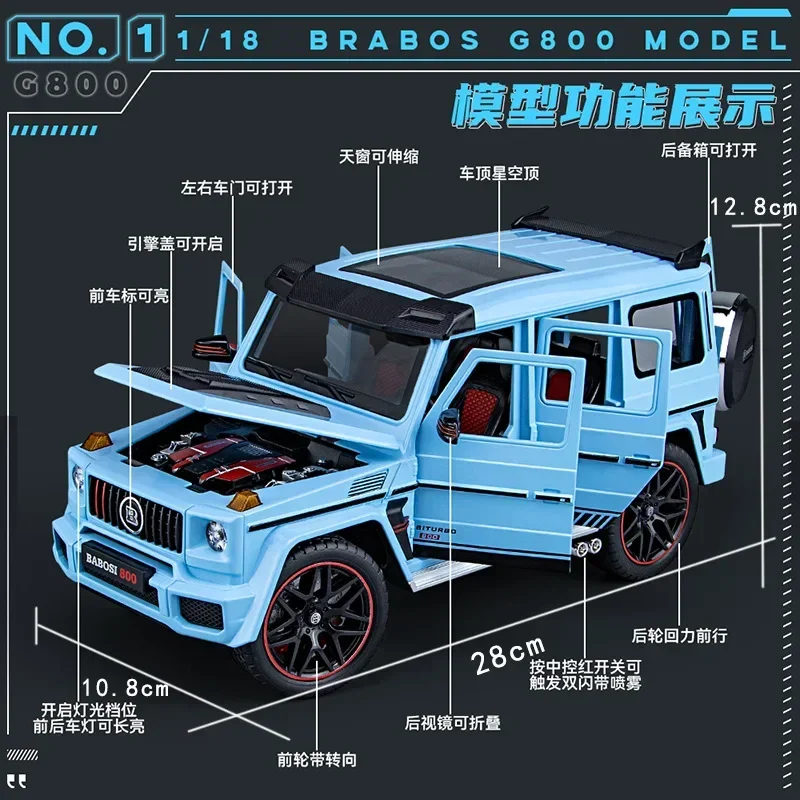 1:18 G800 pressofuso in lega di metallo modello di auto suono luce tirare indietro con spray collezione giocattolo regalo