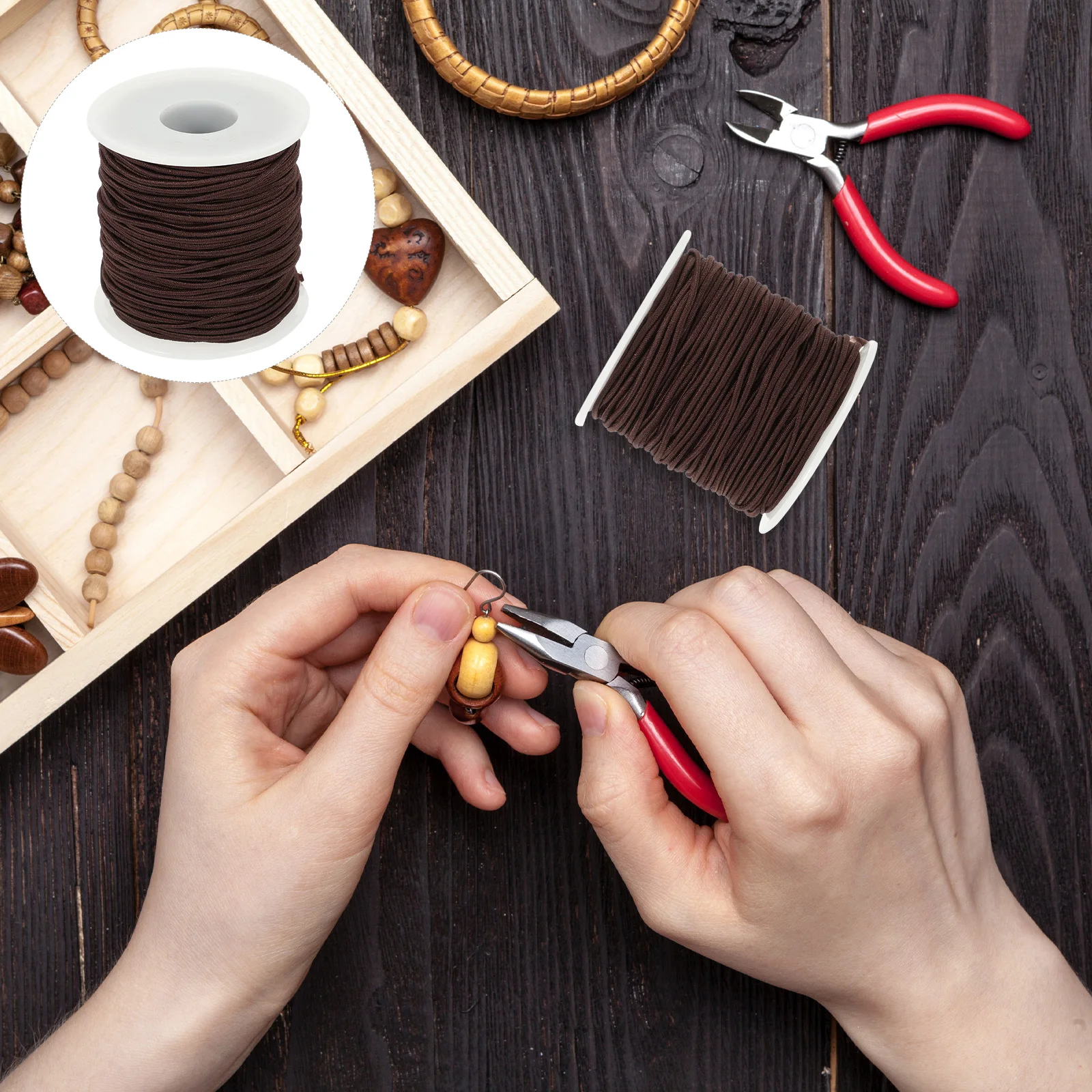 

Buddha Beads Elastic Thread 40M Coffee Color 1 5mm Core Cord Stretchy Bracelet String Jewelry Making DIY Craft Supply