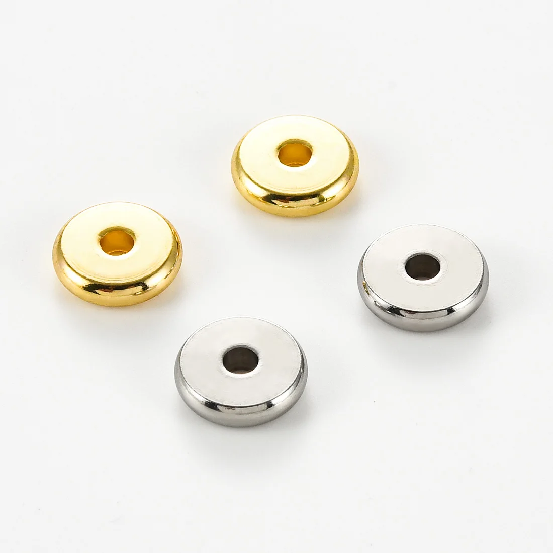 20/50Pcs Stainless Steel Flat Spacer Beads 3/4/5/6/8MM Gold Silver Large Hole Loose Bead Bracelet Necklace Jewelry DIY Making