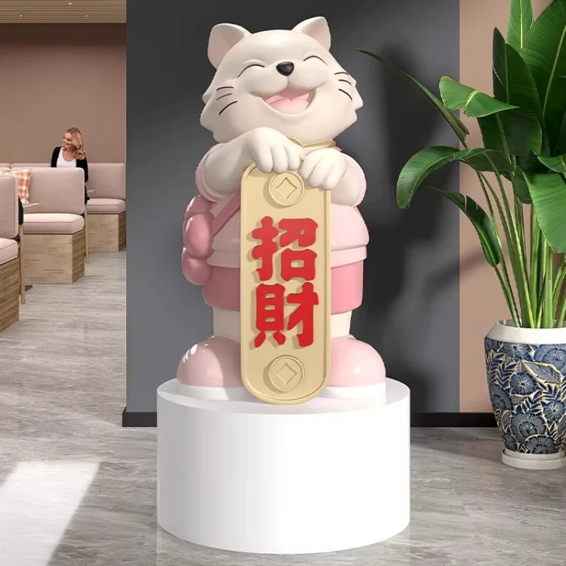 Lucky cat ornament living room large floor TV cabinet home accessories