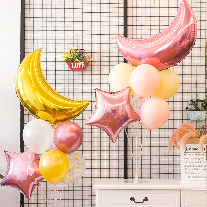 22inch Crescent Moon Foil Balloon Gold Silver Blue Pink Red Purple Helium Globos Baby Shower Kids Toy Birthday Party Decorations