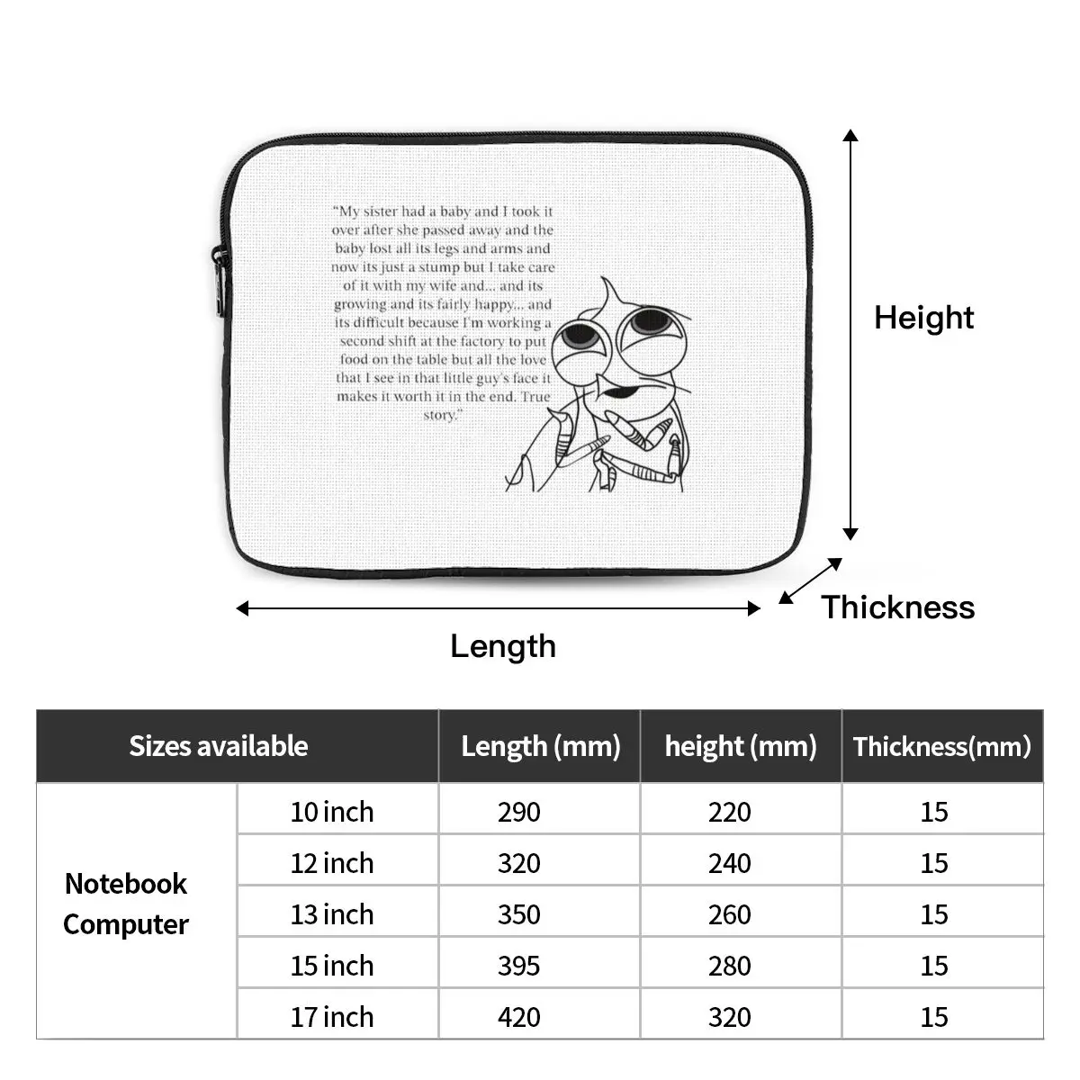 Shark Tales Shrimp Quote Notebook Laptop Bag Case Pouch 10 12 13 15 17 Inch Notebook Sleeve Cover Bag Tablet Shockproof Case Bag