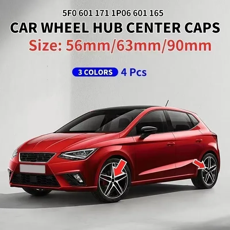 4pcs 56mm 63mm 90mm Car Wheel Center Cap Cover Tire Rim Hub Cover Badge Logo For Seat Leon Cupra Altea IBIZA ST Cupra FR Exeo