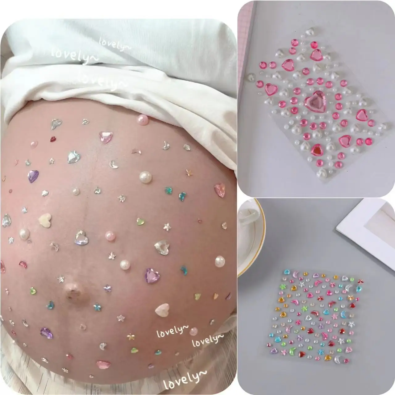 

Maternity Belly 3D Jewelry Stickers Rhinestones For Face Festival Makeup Crystals Stickers Kids Diamond Gems Adhesive Glitters