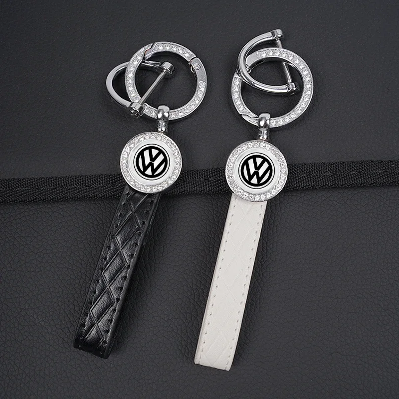 

Держатель для ключей от автомобиля, кожаный ремешок с бриллиантами, брелок для ключей для VW GTI Golf Polo Tiguan Passat Variant GTE Bora Jetta Santana