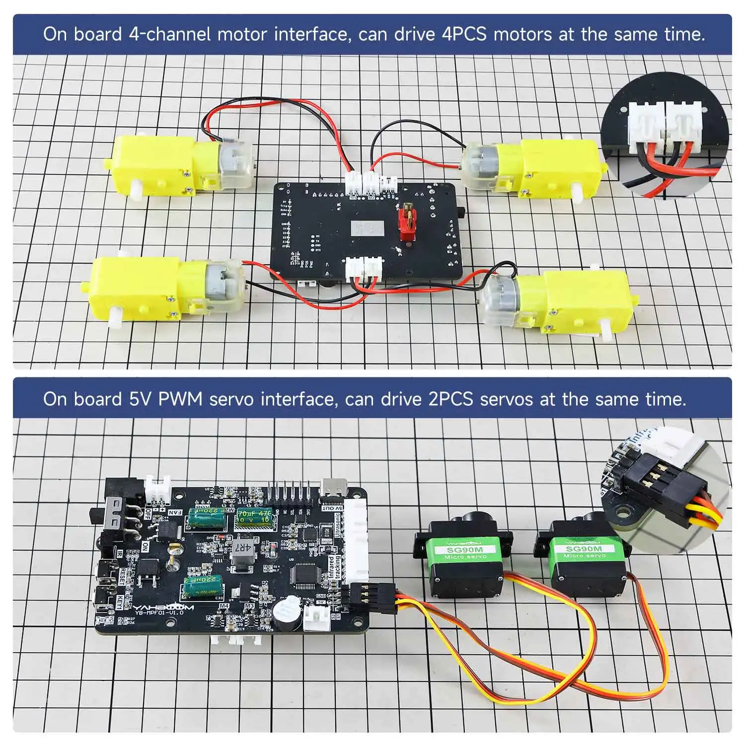 لوحة توسيع روبوت Yahboom Raspberry Pi 5 مع بروتوكول توصيل الطاقة PD ، وحدة مستشعر دعم ، تطوير روبوتي محرك الأقراص